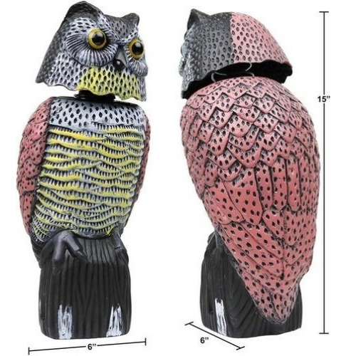 Repelente De Pájaros Rotating Owl Scarecrow .