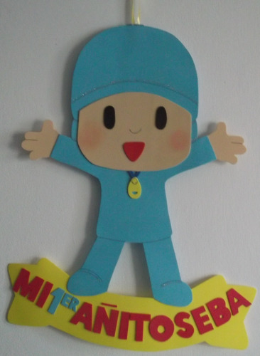 Cartel Cumpleaños - Pocoyo - Goma Eva 45 X 40 Cm