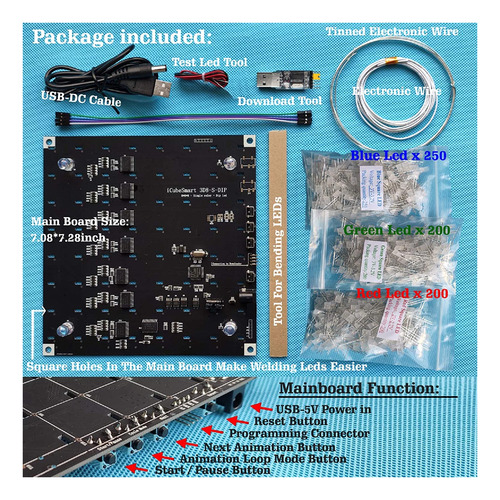 Icubesmart Kit De Bricolaje De Luz De Cubo Led 3d Con Softwa