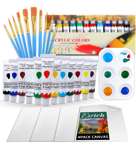 Conjunto De Pintura Acrlica Con 1 Paquetes / 10 Pcs Cepillos