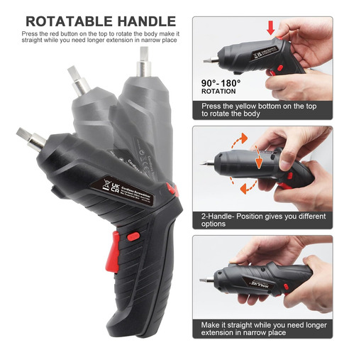 Cordless Electric Screwdriver, 3.6v Rechargeable Power Sc...