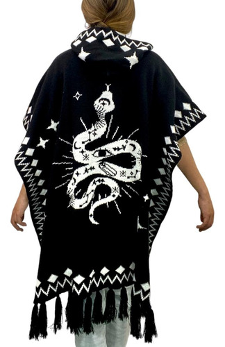 Poncho Jorongo Unisex Con Capucha Mexicano Mod. Serpiente