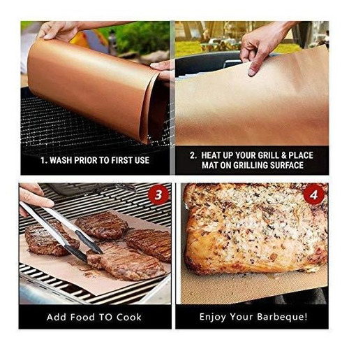 Cobre Grill Mat Antiadherente Barbacoa Hornear Matt Conjunto