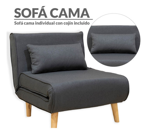 Sofá Cama Individual Sillon Reclinable Comodo Moderno Lino