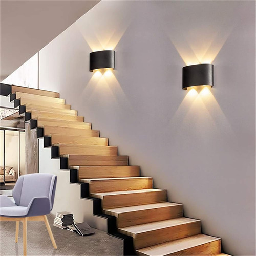 Lampara Led Aplique Pared 4 Luces Luz Cálida Int/ext Muro