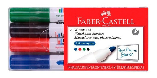Marcadores Faber-castell Winner 152 Pizarra X4 Colores