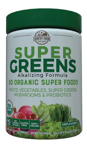 Polvo Super Greens De Country Farms10.6 Onzas