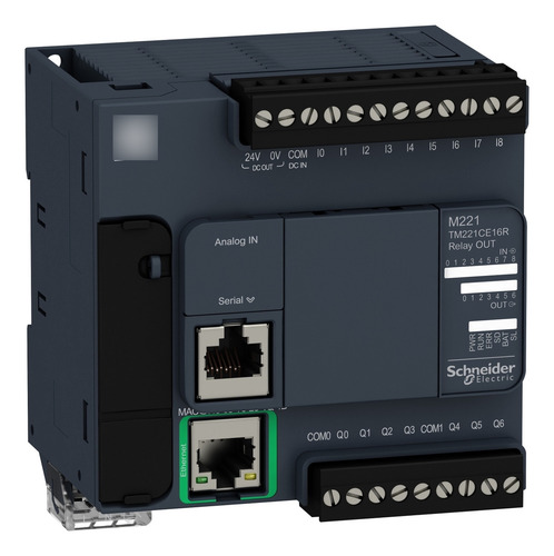 Tm221ce16r Plc Logic Controller, Modicon M221, 16 Io, 9 Di,