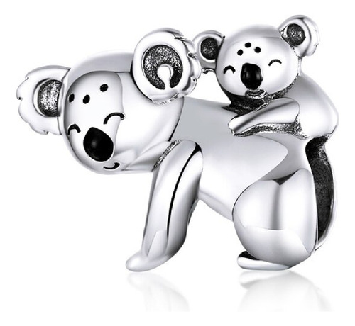 Charm 100% Auténtica Plata 925 Oso Koala Y Bebé Sonrientes