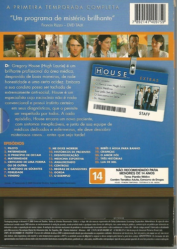 3 Boxes 18 Dvds - House - 1ª, 2ª E 3ª Temporadas Completas (Usado)