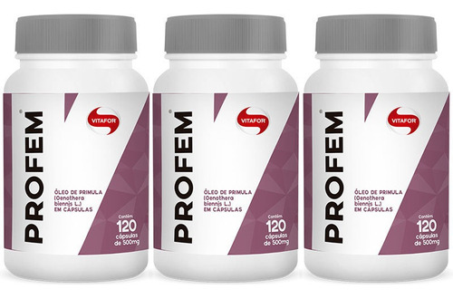 Kit 3x Profem Óleo De Prímula 120 Cápsulas 500mg  Vitafor