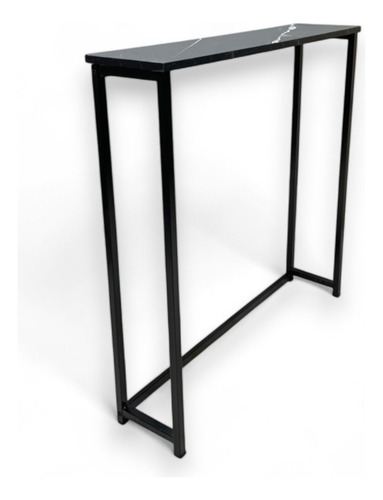 Mesa De Sala Lateral | Mesa Auxiliar | Mesa De Entrada Color Negro-negro Marmolado