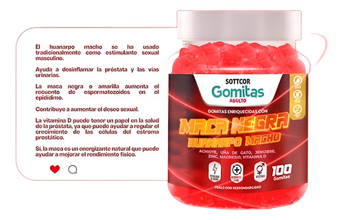 Maca Negra Huanarpo Macho Gomitas Sottcor 100 Gr