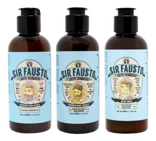 Sir Fausto Kit Shampoo Barba + Cabello + After Shave Travel