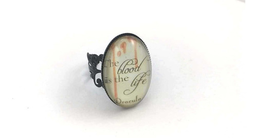 Anillo Base Negra Frase Drácula Sangre Goth Dark Gotico 