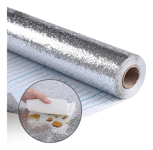 Papel Aluminio Adhesivo Pared Cocina Resiste Calor 0.4x3m A6