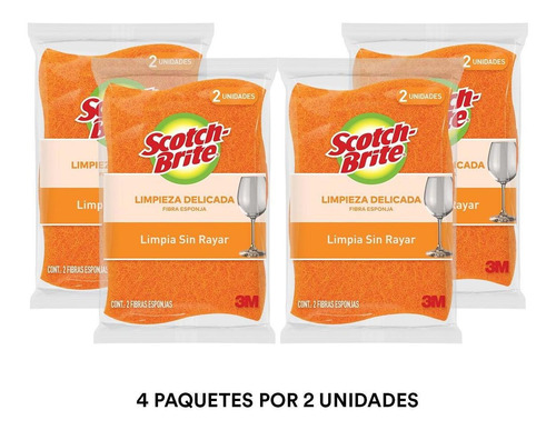 Scotch-brite Fibra Cero Rayas Cocina (4 Packs De 2 Unidades)