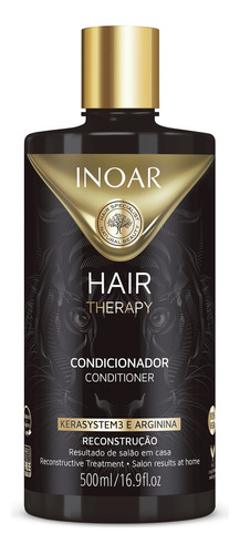  Inoar Condicionador Creme Leave-in Tratamento Reconstrução Capilar Hair Therapy 500ml Kerasystem3 Arginina Salão Em Casa Botânico Vegano