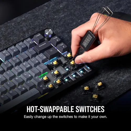 Teclado Mecanico Corsair K65 Plus Wireless 75% Cherry Mx Red Rgb Icue Color Negro