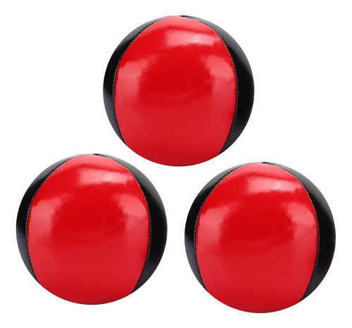 Pelota De Malabarismo De Cuero 3pcs Rojo Negro Pu Alta Gama