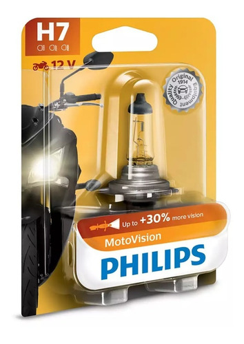 Lámpara Philips H7 Motovision Moto 12v 55w 30% + Luz
