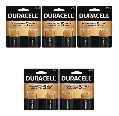 Kit 10 Baterias 9v Alcalinas Duracell Multiuso - 5 Cartelas