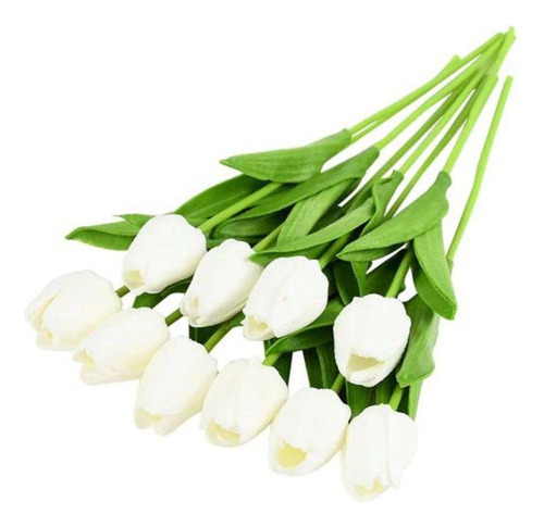 Arranjo Buque De Tulipas Artificial 9 Flores Buque Branco