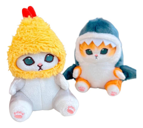 2 Pcs Grabber Muñeca Peluche Tiburón Gato Colgante 13cm