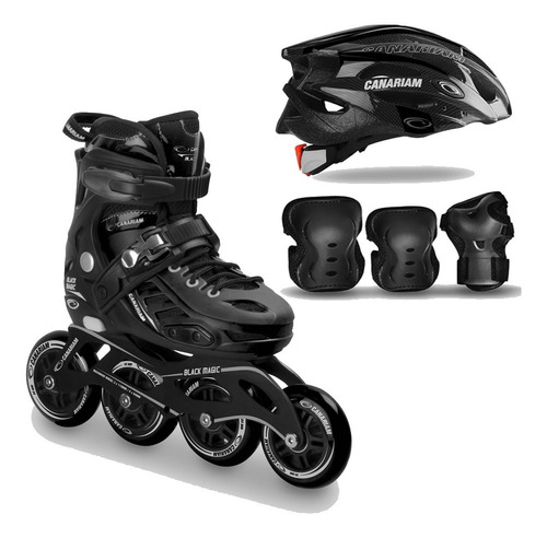 Combo Patines Canariam Blackmagic+ Kit C4 + Casco Sonic.