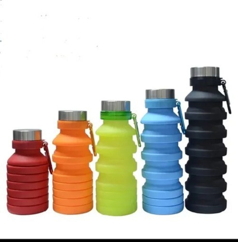 Botella Térmo Silicón Plegable 550ml Retráctil Gym Viaje