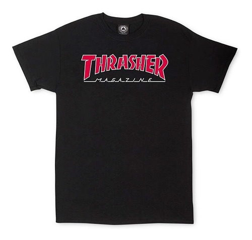 Polera Thrasher Outlined Black Skate Magazine | Laminates