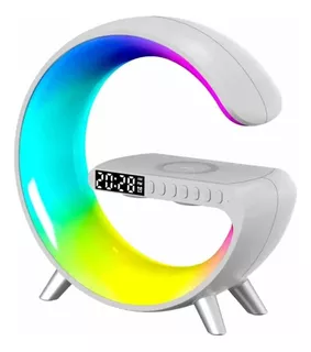 Lampara Led Con Reloj Despertador Radio Bluetooth Cargador