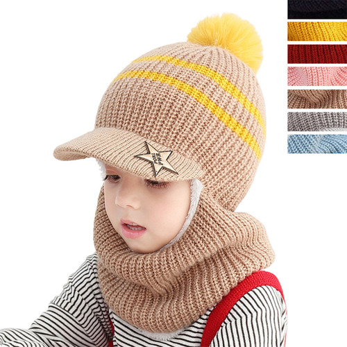 Conjunto De Gorro De Invierno Para Niños Con Capucha, Pompon