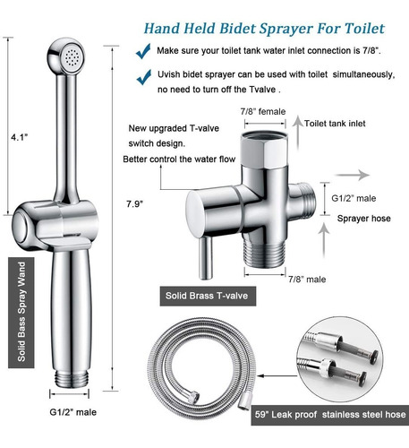 Imagen 4 de 6 de Juego De Bidet Premium Mini Regadera Con Sus Accesorios