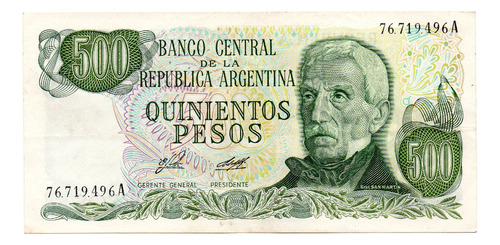 Billete 500 Pesos Ley, Bottero 2421, Año 1977 Exc 