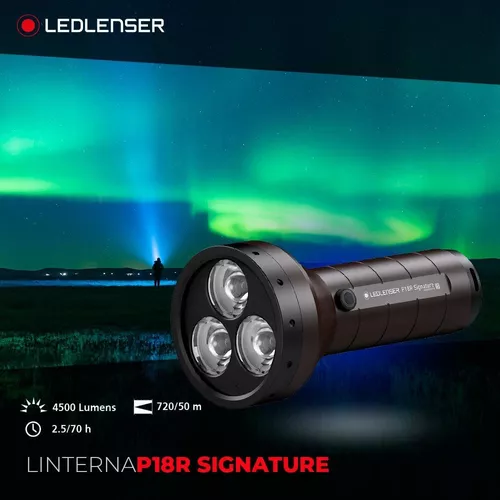 LINTERNA LED LENSER RECARGABLE P18R