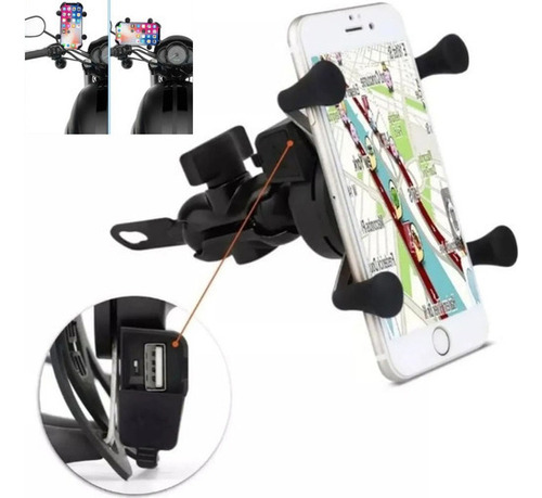 Suporte Celular Universal Gps Motoboy Carregador Usb Aranha