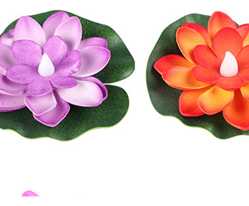 6 Piezas Led Flotante Lotus Light Pond Pool Decoración De