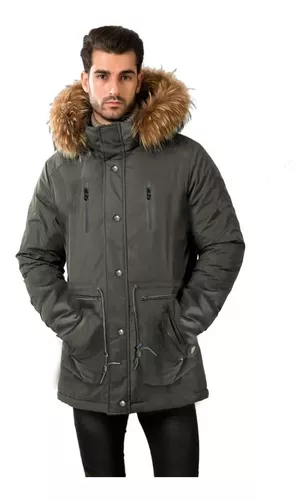 Campera Parka Hombre Invierno Corderito Gabardina Piel Frio