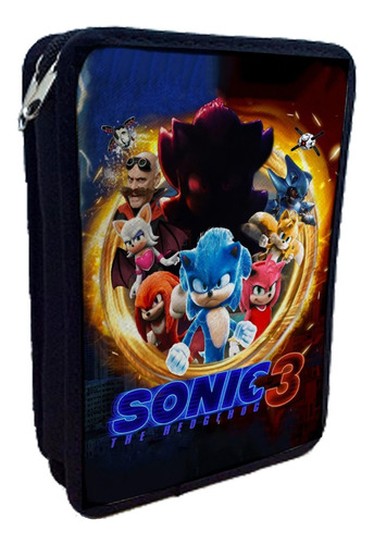 Sonic 3 The Hedgehog 2024 Cartucheras 2 Pisos Con Nombre
