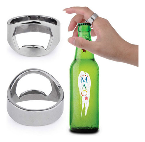 Fe Abridor De Botellas De Acero Inoxidable De 2 Anillos