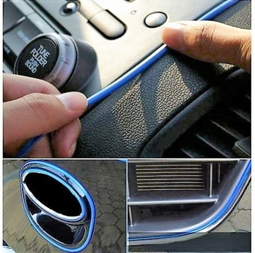 Moldura A Presión Autos Azul Brillante + Espatula Fix 5mt