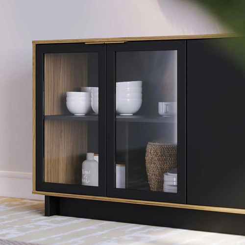 Buffet Aparador Decorativo 160cm Gunga G73 - Gran Belo Cor NOCE/PRETO