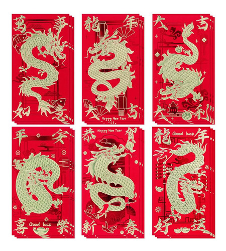 Sobres Rojos Del Año Nuevo Chino, Dragón 2024, Año Nuevo Lun