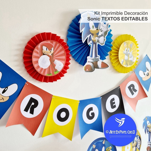 Imagen 2 de 7 de Kit Imprimible Decoración Candy Bar Sonic Texto Editable
