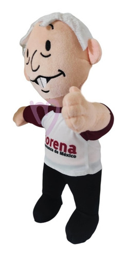 Imagen 2 de 3 de Peluche Peje Andrés Manuel Amlo Playera Morena 33cm