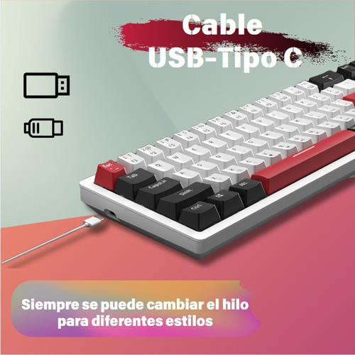Teclado Mecánico 75% Zifriend R78 Usb-c Rgb De 78 Teclas Blanco-brown Switch Inglés Us