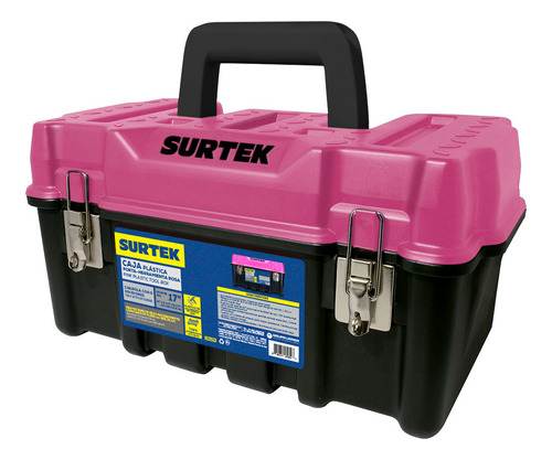 Caja Portaherramientas Plástica Tapa Rosa 17 X 9 X 8