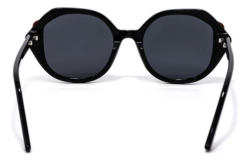 Lente Solar Cloe Para Mujer Forma Hexagonal Armazón Acetato Color Negro Varilla Negro Armazón Negro