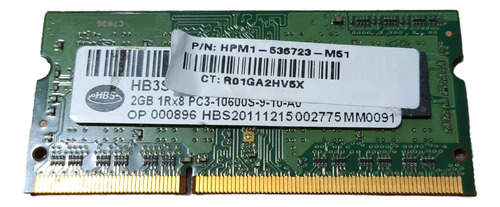 Memória Hbs 2gb Ddr3 1333mhz Pc3-10600s Notebook (cx) (Usado)